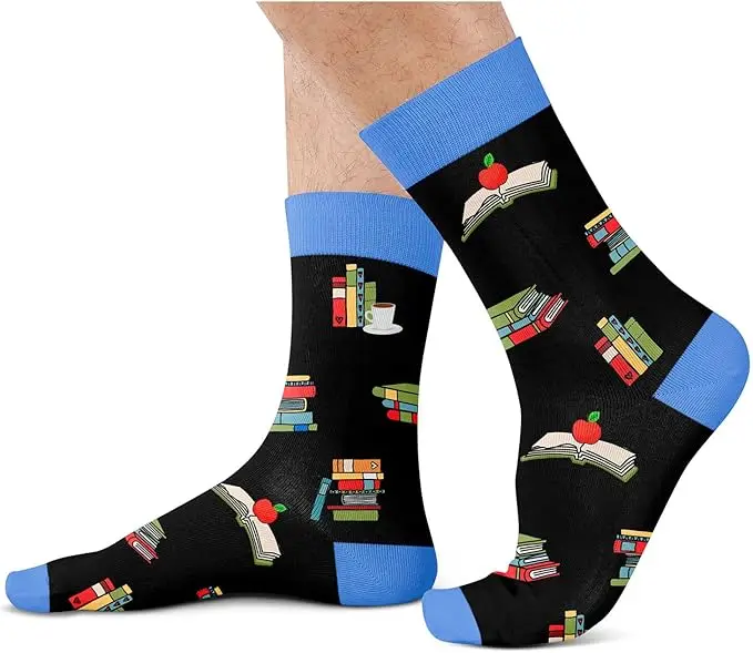 Calcetines divertidos para entusiastas de la lectura, calcetines cálidos para estudiantes, regalos divertidos, calcetines para parejas, regalos para profesores, calcetines