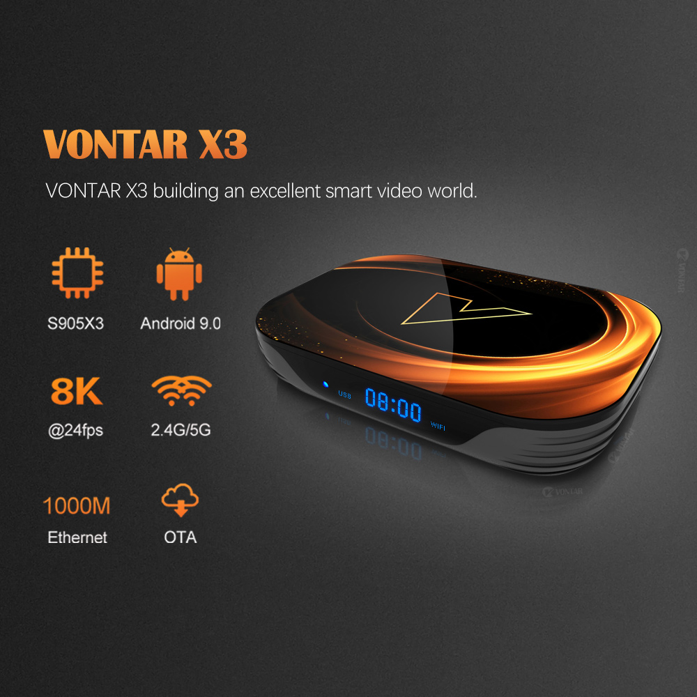 VONTAR X3 4GB 128GB 8K Tivi BOX Android Thông Minh 9 Android TVBOX 9.0 Amlogic S905X3 Wifi 1080P BT 4K Set Top Box 4GB 64GB 32GB