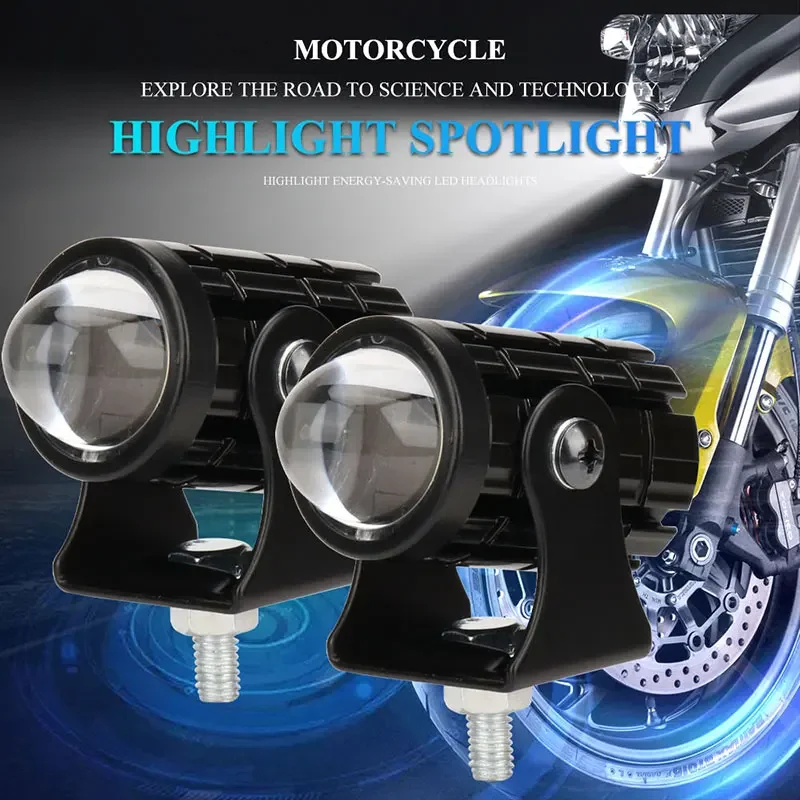 LED Motorcycle Spotlight With Switch 2PCS Super Bright Motorcycle LED Explorers Headlight Projector Fisheye Lens LED Moto Fog