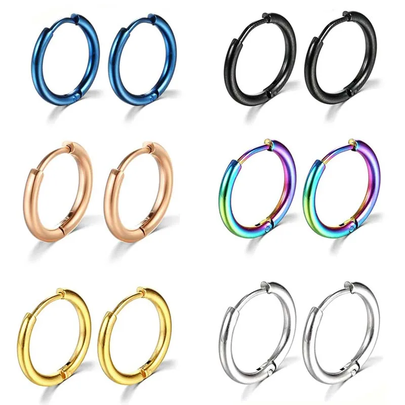1 쌍 스테인레스 스틸 후프 귀걸이 여성 남성 골드 컬러 작은 귀걸이 소녀 쥬얼리 Pendientes Mujer Aretes 연골 피어싱