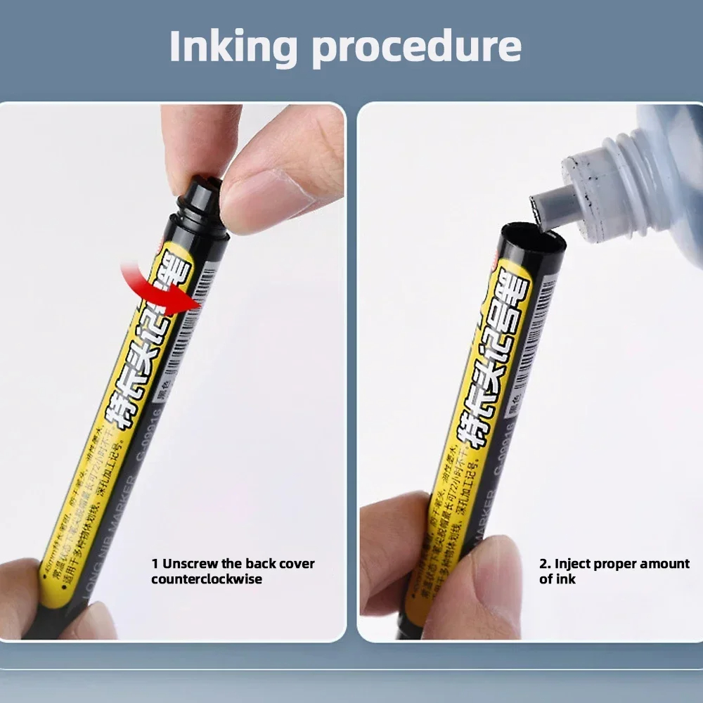 Pennarelli impermeabili per fori profondi da 45 mm Penna da carpentiere con punta lunga Inchiostro nero/blu/rosso per utensili manuali multiuso per la lavorazione del legno