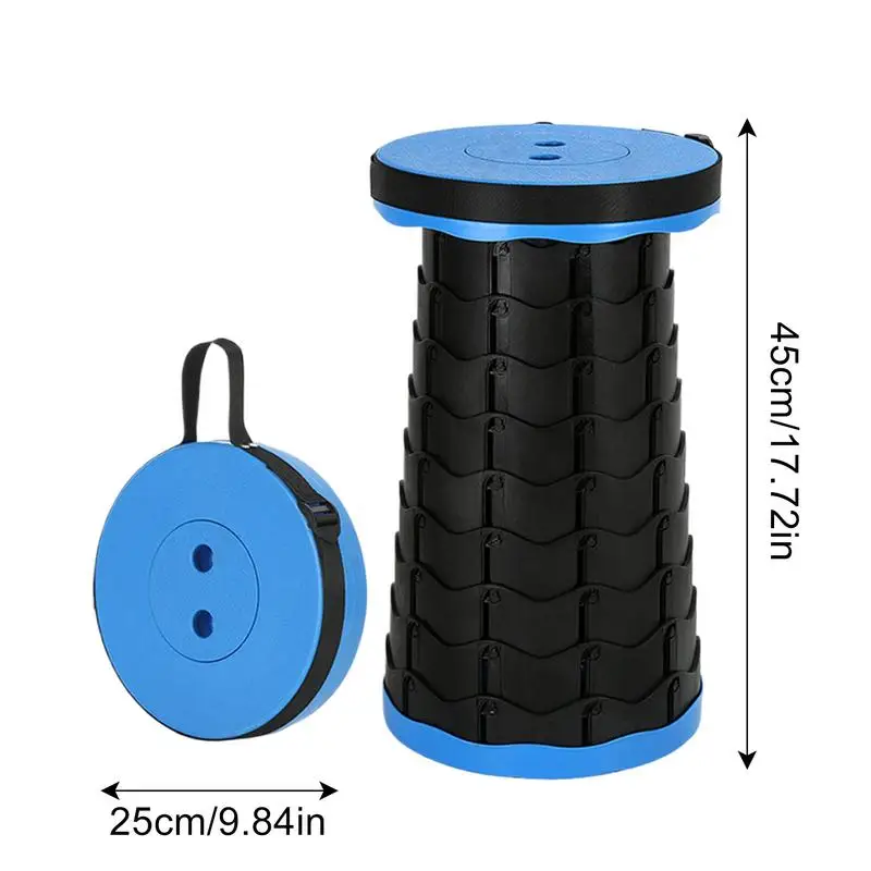 Taburete plegable telescópico portátil para acampar y pescar, taburete de plástico para llevar a mano en el hogar