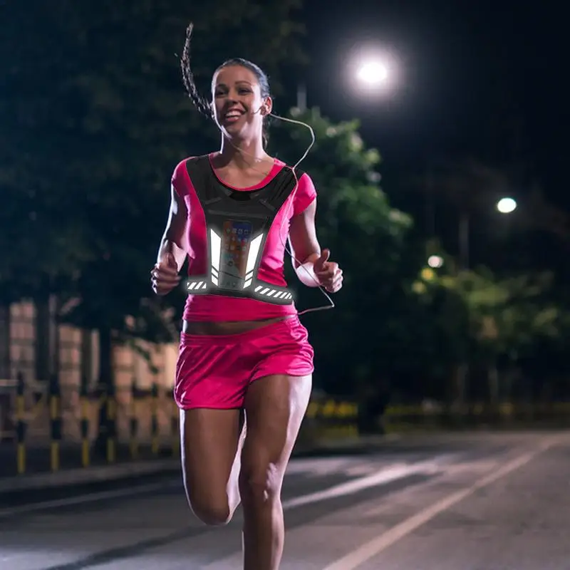 เสื้อกั๊กวิ่งสะท้อนแสงกระเป๋า Universal Running กีฬาโทรศัพท์ผู้ถือขวดน้ํากระเป๋าสําหรับนักวิ่ง Joggers ขี่จักรยาน Nights กีฬา