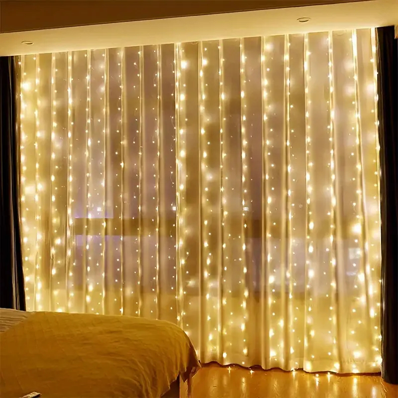 6/4/3M USB Curtain String ไฟ 8 โหมดห้องนอนบ้านต้นคริสต์มาส Garland Light งานแต่งงานคริสต์มาสตกแต่งวันหยุดไฟ Fairy