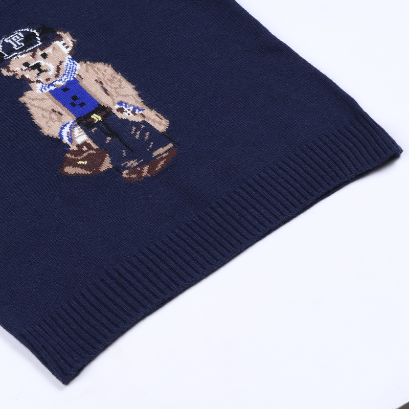 โครเชต์หมีถักเสื้อกันหนาวผู้หญิง Jacquard เสื้อถัก 2024 ฤดูใบไม้ร่วงฤดูหนาว RL Tops Coat Luxury Designer ยี่ห้อ Lauren เสื้อผ้า