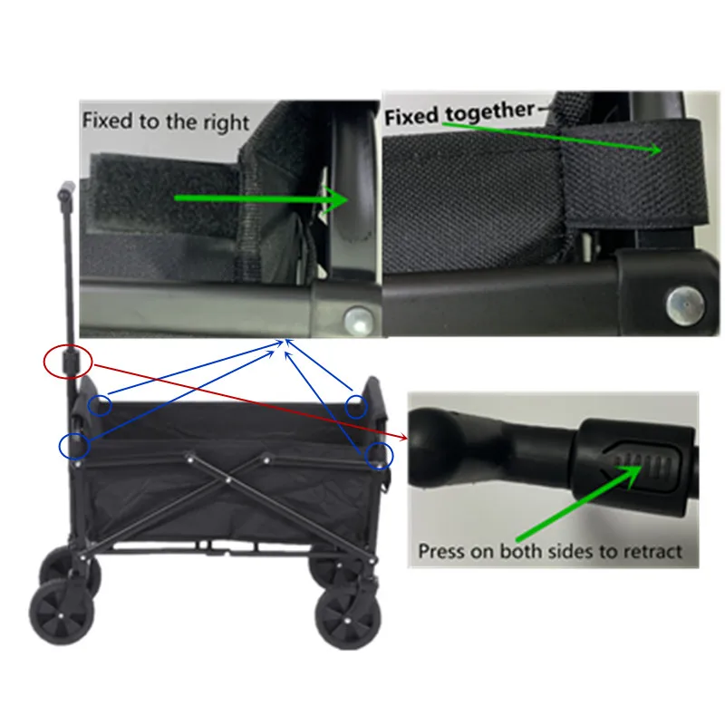 Outdoor Camping Cart Collapsible Wagon Cart Portable Folding Cart with Wheels Large Capacity Hand Carts Garden Shopping Carts