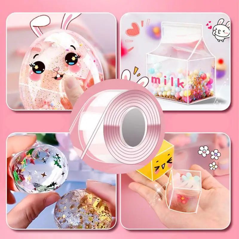 PET Nano Glue Knead Music Double Sided Tape Blow Bubbles Full Set Of Nano Tape Bubble Blowing Decompression Toy Stickers