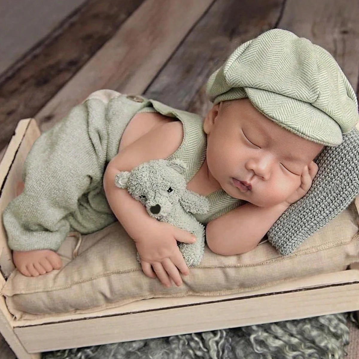 Ylsteed – tenues de photographie pour petit Gentleman, pantalon à bretelles avec poche à carreaux pour nouveau-né garçon, combinaison de prise de vue pour bébé