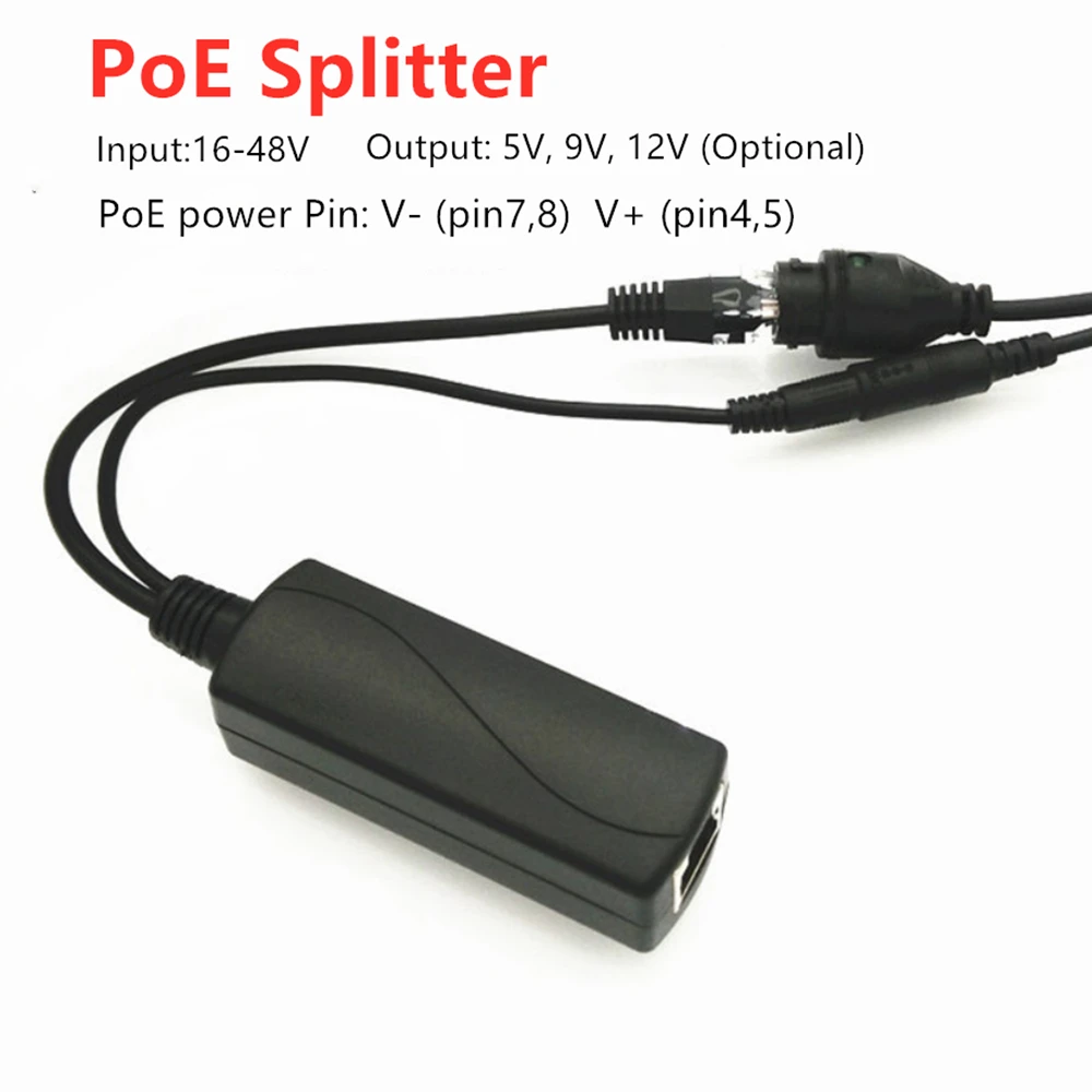 Кабель-разветвитель POE от 48 В/52 В до 5 В, 9 В, 12 В, IEEE802.3af/at, 10/100 Мбит/с, Ethernet-разветвитель POE