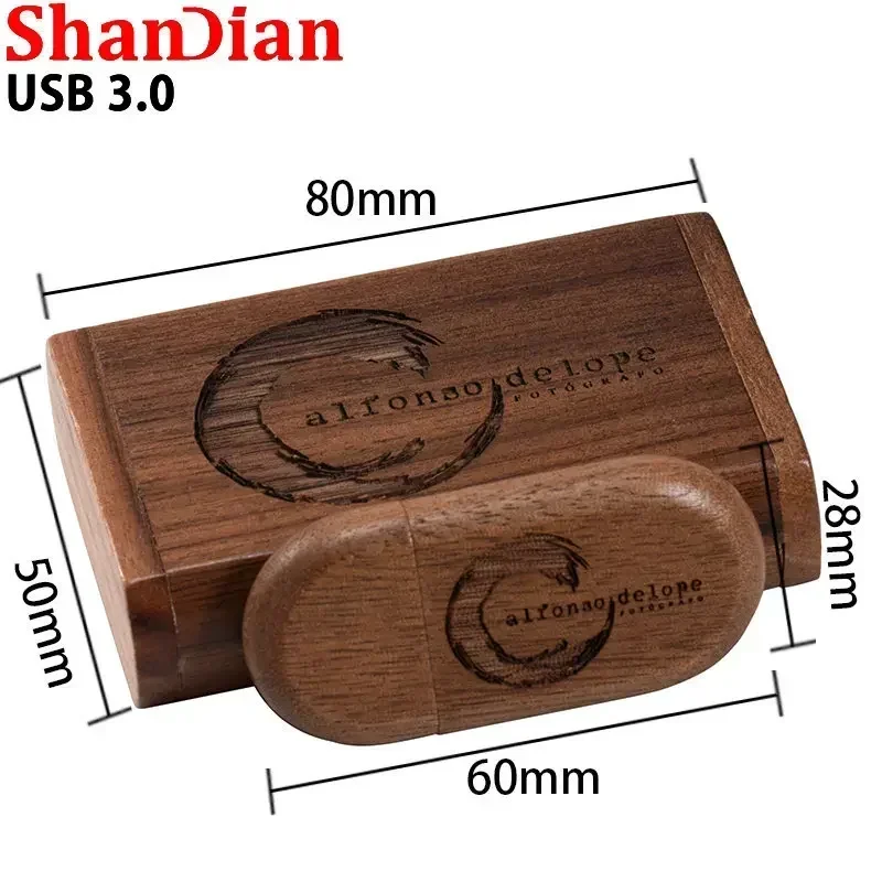 Regalo de boda Usb 3,0 Stick 64GB logotipo personalizado caja de madera Flash Drive 32GB Pendrive muestra gratis U Disk 16GB 8GB 4GB Memory Stick
