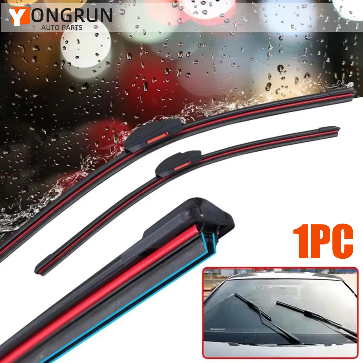 J/U haak Auto Ruitenwisserbladen Universele Zachte Dubbellaags Rubber Voorruit 14 "16" 18 "19" 20 "21" 22 "24" 26 "28"