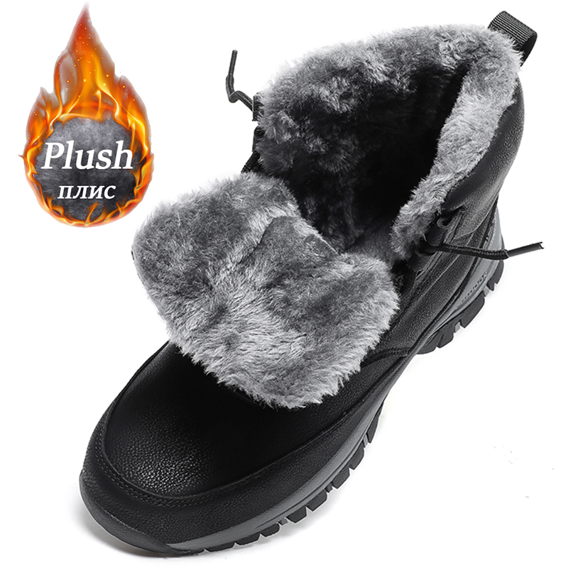 Novas botas de neve de inverno dos homens para tênis de couro à prova dwaterproof água super quentes botas masculinas ao ar livre botas de caminhada sapatos de trabalho tamanho 39-48