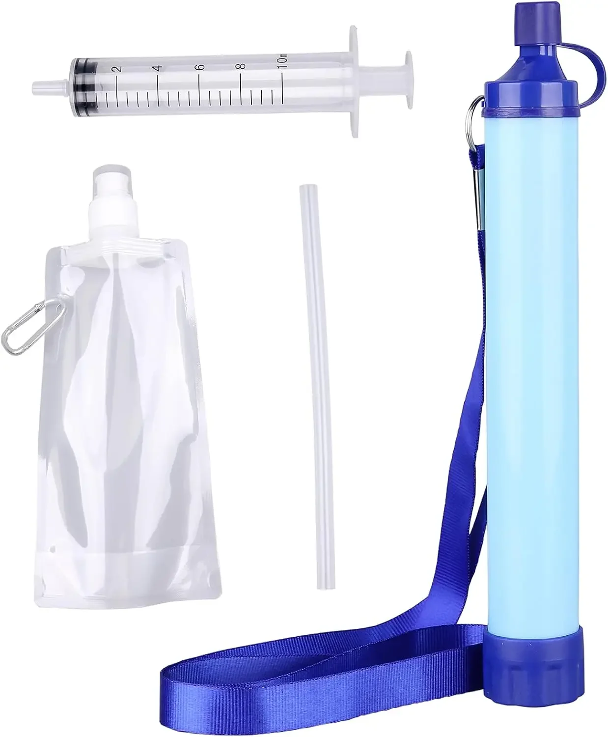Filtre à eau extérieur, système de Filtration ultraléger en 4 étapes de 0.01 microns, purificateur d'eau Portable, pailles de survie pour voyage en plein air