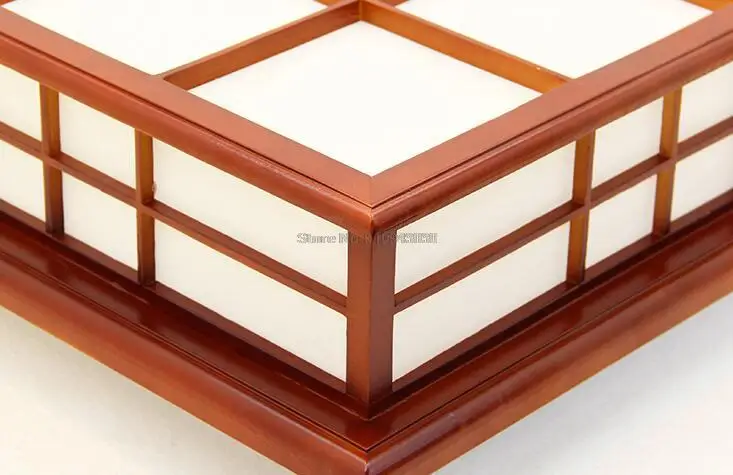 45X45Cm Lampu Langit-langit Kayu Kontemporer Lampu Persegi Lampu LED Gaya Jepang/Cina Asia untuk Kamar Hotel, Kafe, Restoran Bar