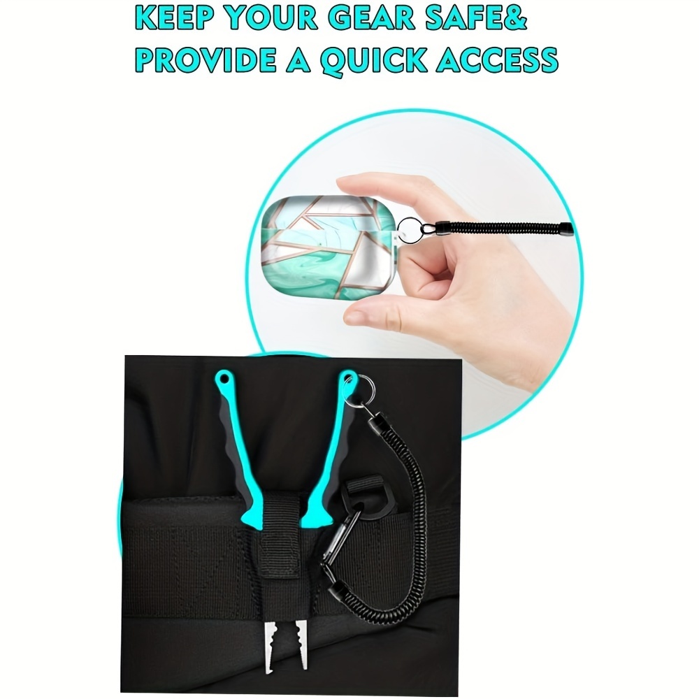 Spring Coil Keychains,Retractable Wrist Strap Safety Rope,8.46" To 47" Extendable,with Carabiner and Ring,Built-in Steel Wire