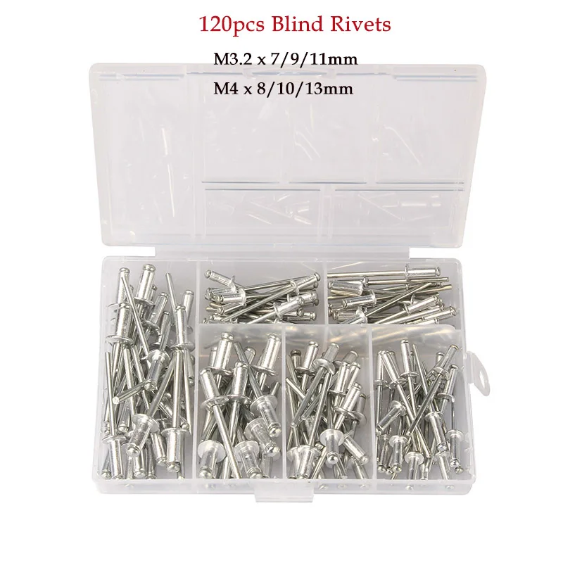 Ensemble de pistolets à rivets robustes, 60/120/200/380 pièces, pince à rivets aveugles, pistolet à rivets, écrou, outils automobiles pour bricolage à domicile