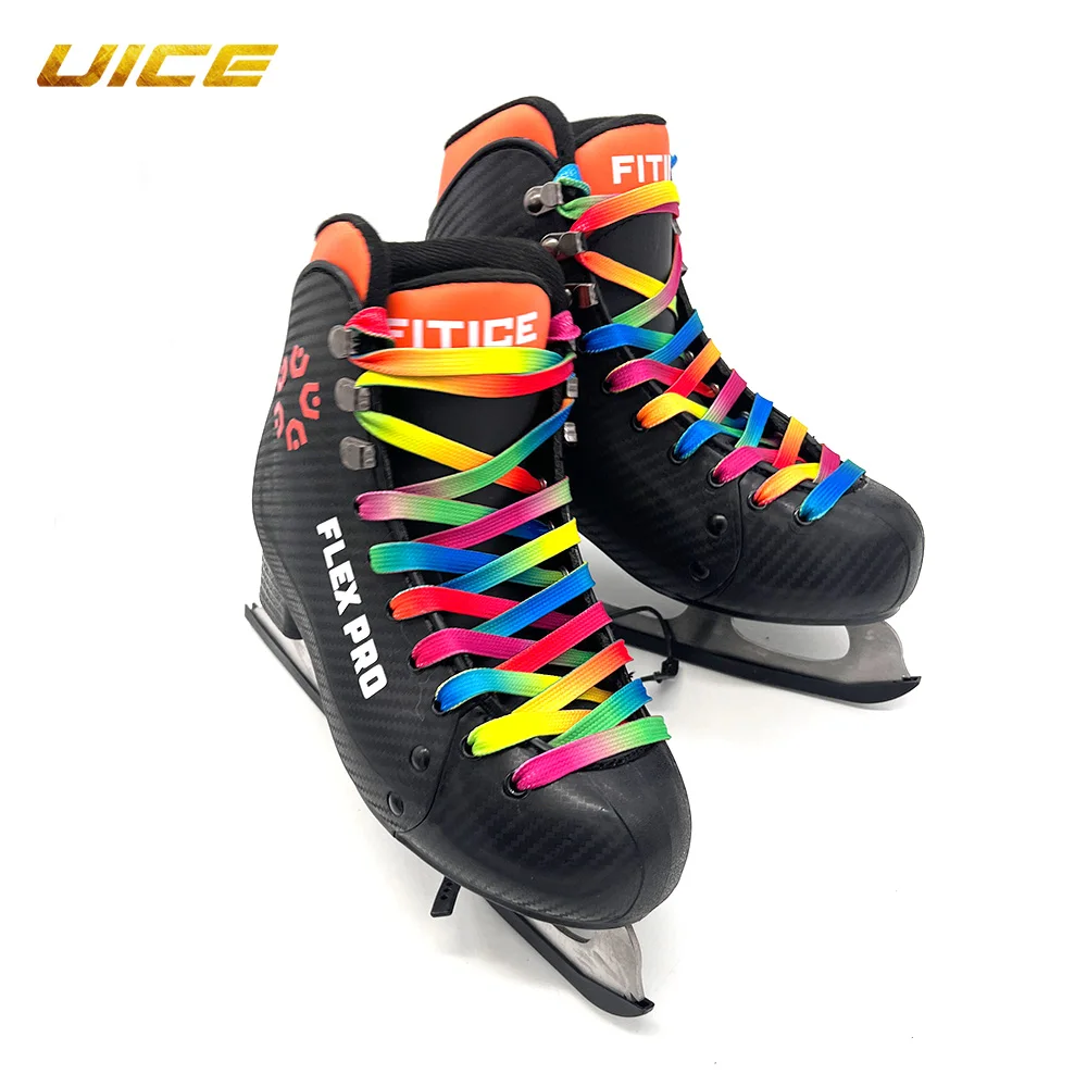 Cadarços para patins de hóquei, acessórios de hóquei 72 84 96 108 120 130 polegadas, trança de camada dupla, ponta encerada reforçada, design de patins de hóquei no gelo