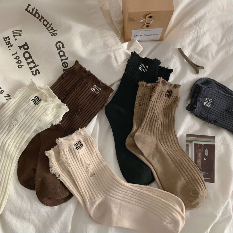 1 пара модных носков для женщин Harajuku Street Broken Hole Beggar, средние носки-трубы с ворсом, хлопковые носки в стиле хип-хоп для скейтборда, женские