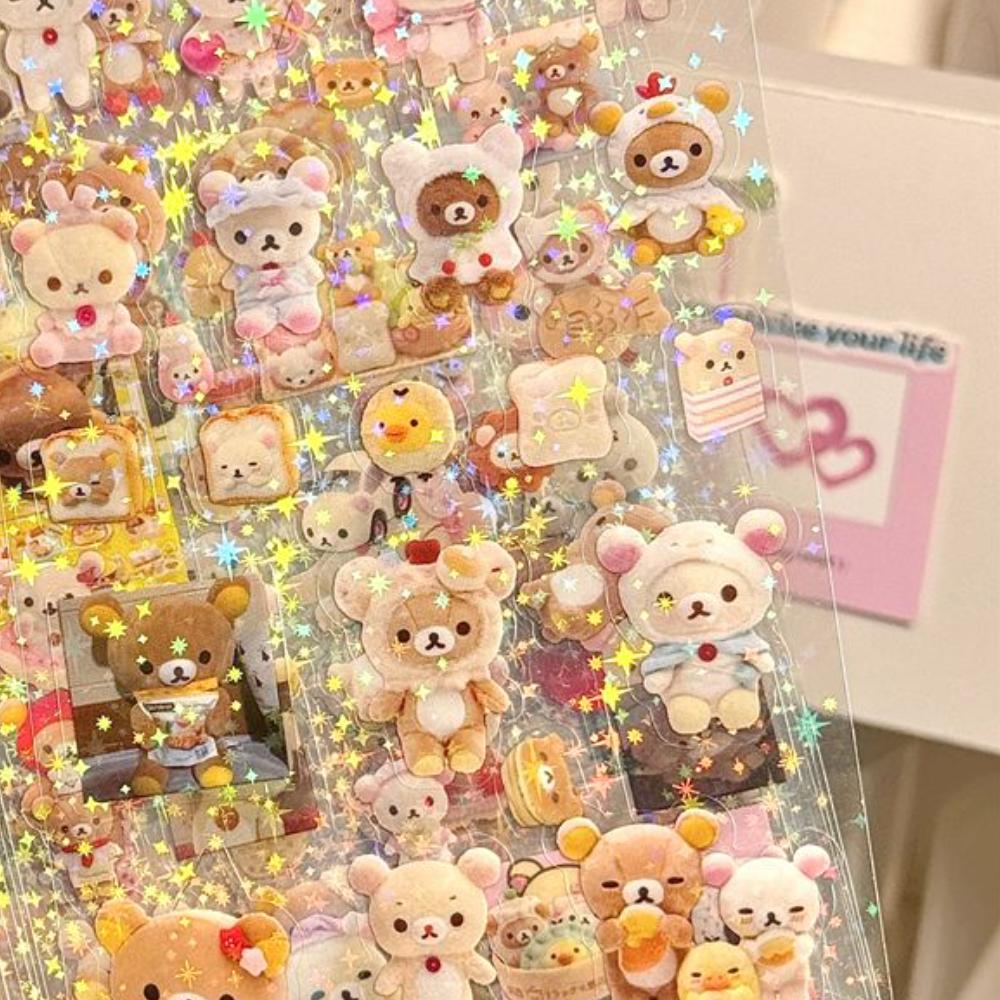 5sheets Rilakkuma Waterproof Cutting film sticker Hand account materials Water cup Desktop decoration children DIY Card stickers