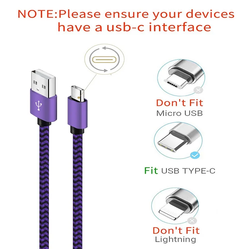 USB A 유형 C 고속 나일론 꼰 케이블 Xiaomi 삼성 화웨이 안드로이드 전화 충전기 케이블 액세서리에 대한 와이어 충전기 케이블