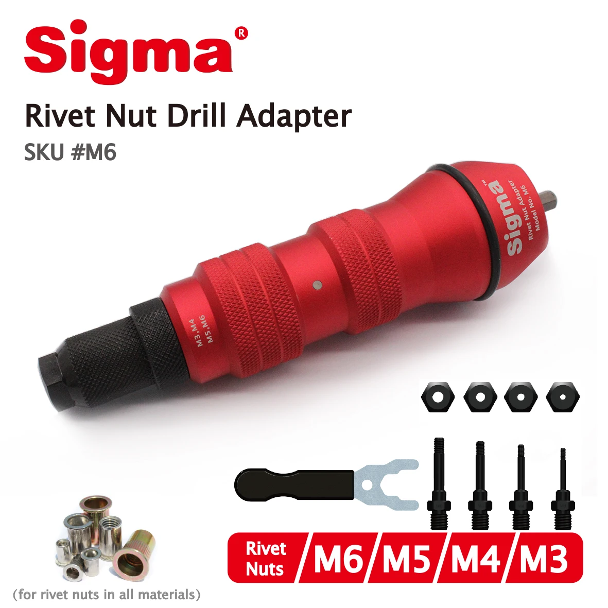 Ống Kính Sigma # M6 Phối Đinh Tán Hạt Đầu Khoan Không Dây Hoặc Điện Phụ Kiện Dụng Cụ Thay Thế Không Khí Nén Đinh Tán Hạt Súng