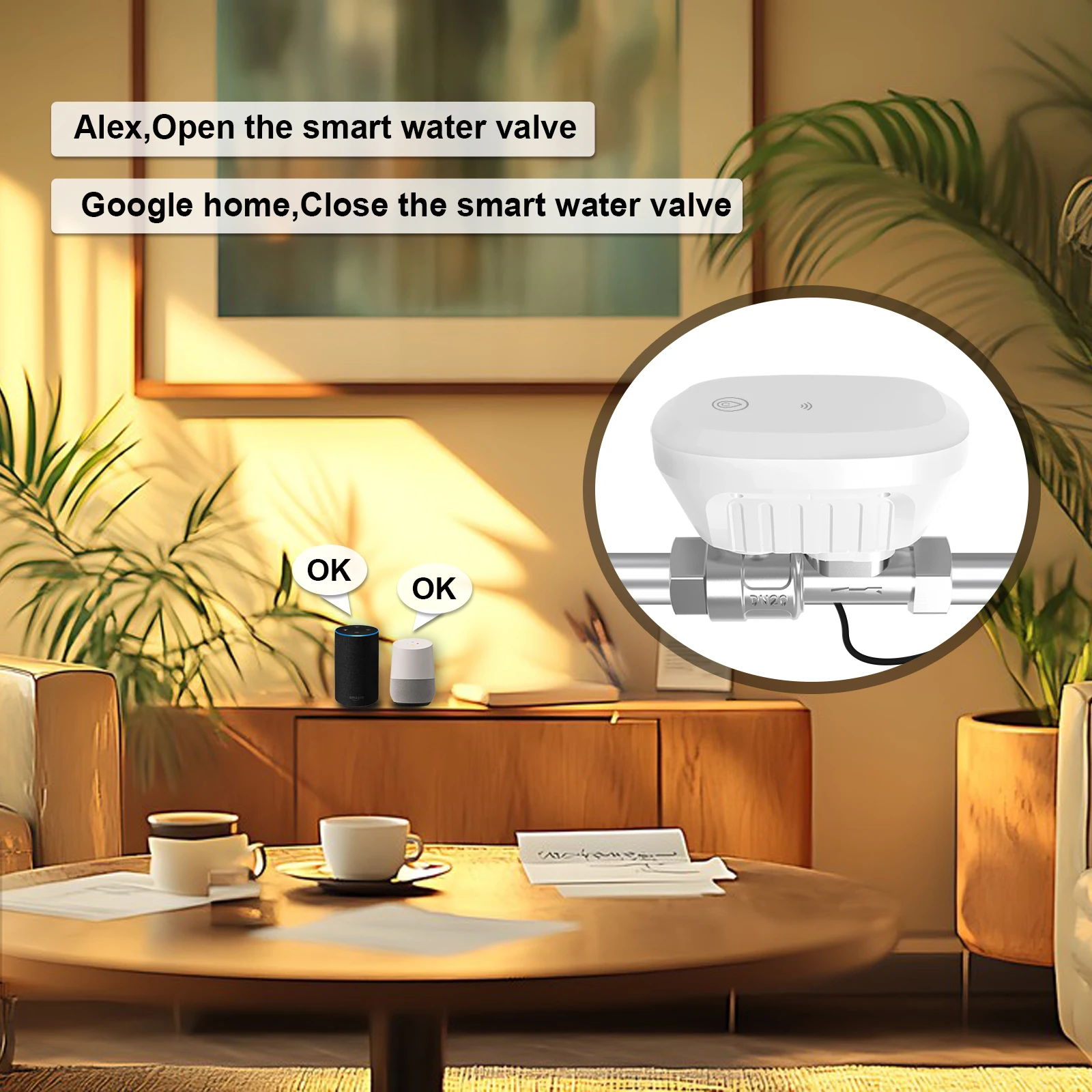 Tuya Smart WiFi Water Valve Water Meter Water Flow Rate Consumption Temperature Display Timer Smart Life Control Home Automation