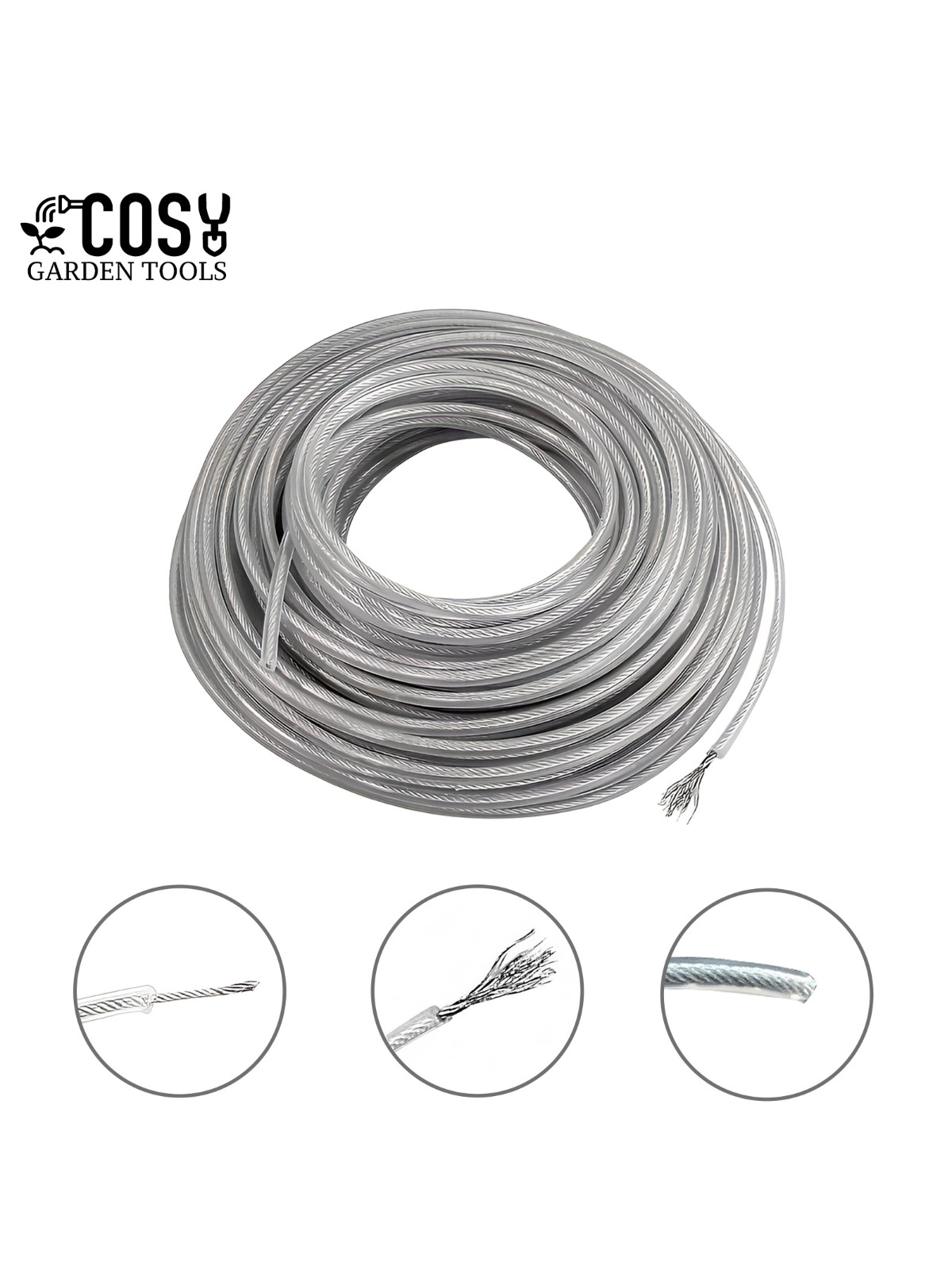 2,0/2,4/2,7/3,0/4,0mm * 15m alambre de acero hilo de corte de césped de nailon desbrozadora redonda recortadora cuerda desbrozadora cables accesorios de cuerda