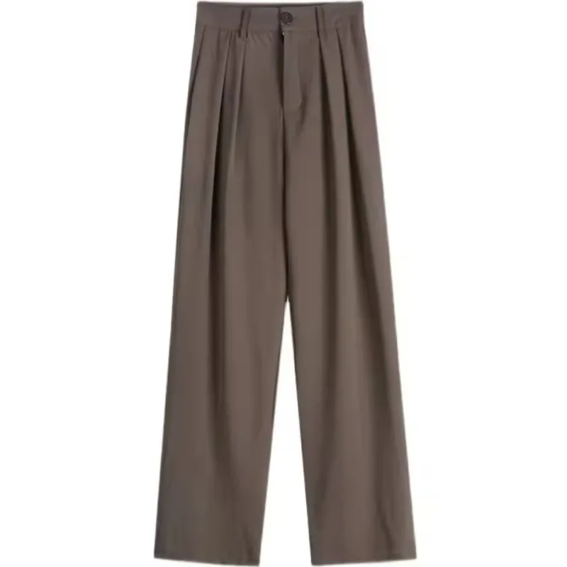 High Waist Women Suit Pants Fall Straight Office Ladies Korean Fashion Trousers Casual Button Loose Female Black Pants New 2025