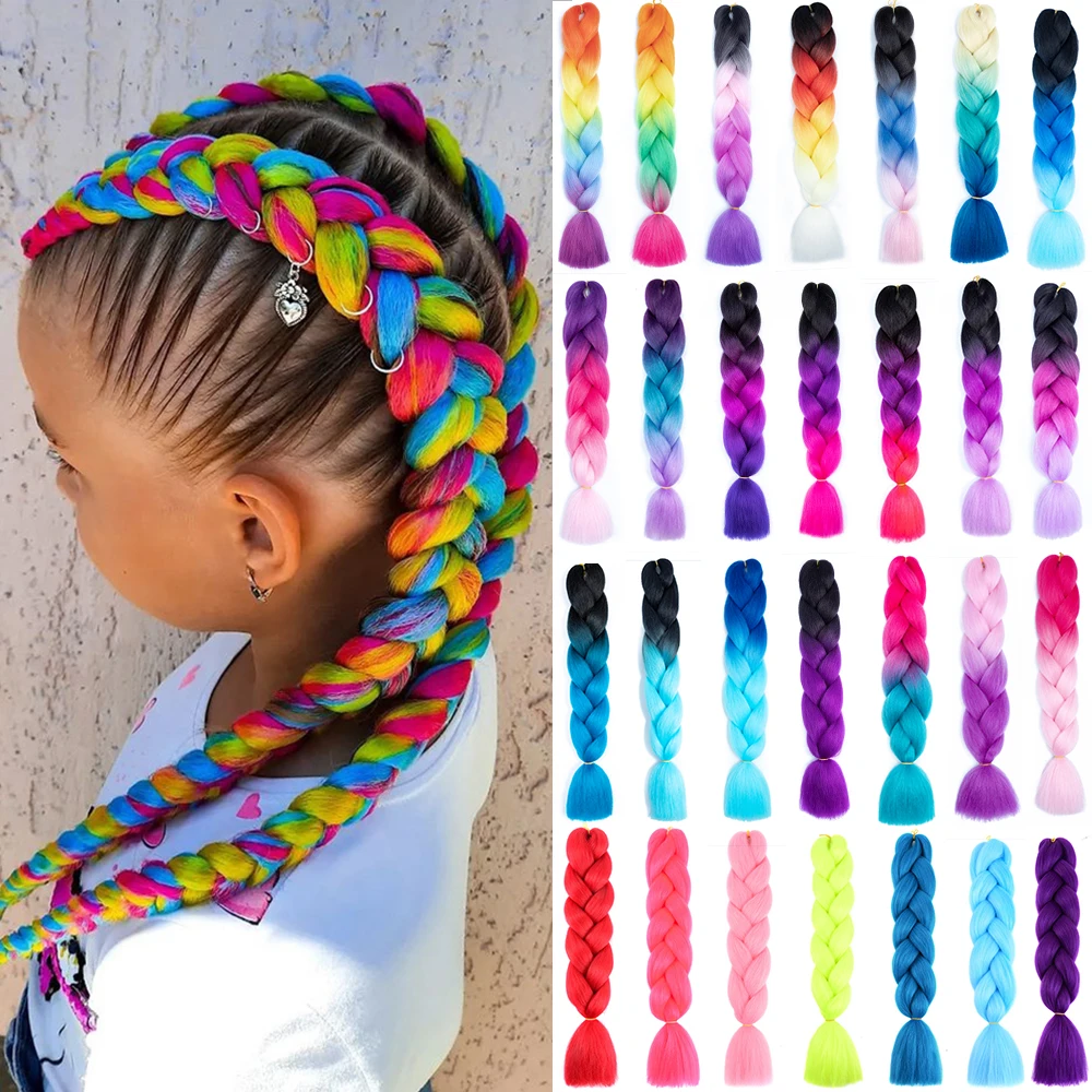 24 Polegada extensões de tranças jumbo trança sintética cabelo afro ombre cor kanekalon cabelo para crianças trança
