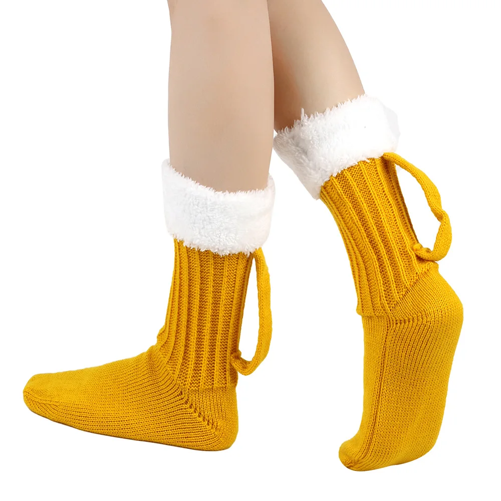 Novedad calcetines con patrón de animales taza de cerveza calcetines de punto divertidos calcetines de punto divertidos regalos de Navidad Otoberfest calcetín de suelo cálido de invierno