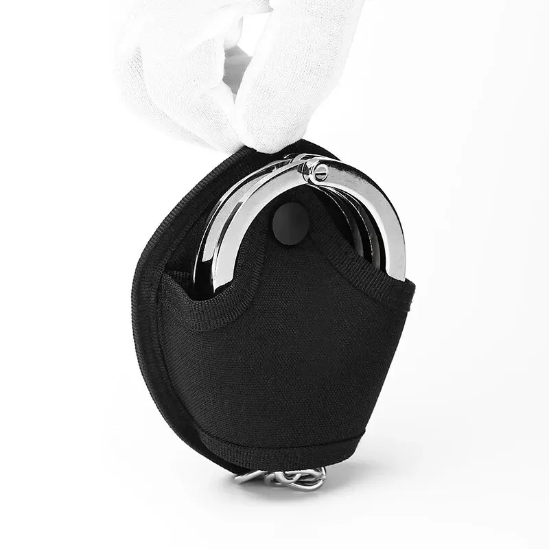 Custodia tattica per manette, tasche per la vita dell'ufficiale, borsa per accessori di sicurezza, adatta a cintura da 2 pollici, parte superiore aperta, trazione rapida