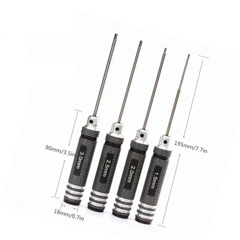 Destornillador de llave hexagonal TiNi de nitruro de titanio de alta calidad, 1 pieza, 1,5mm/2mm/2,5mm/3.0mm para helicóptero RC