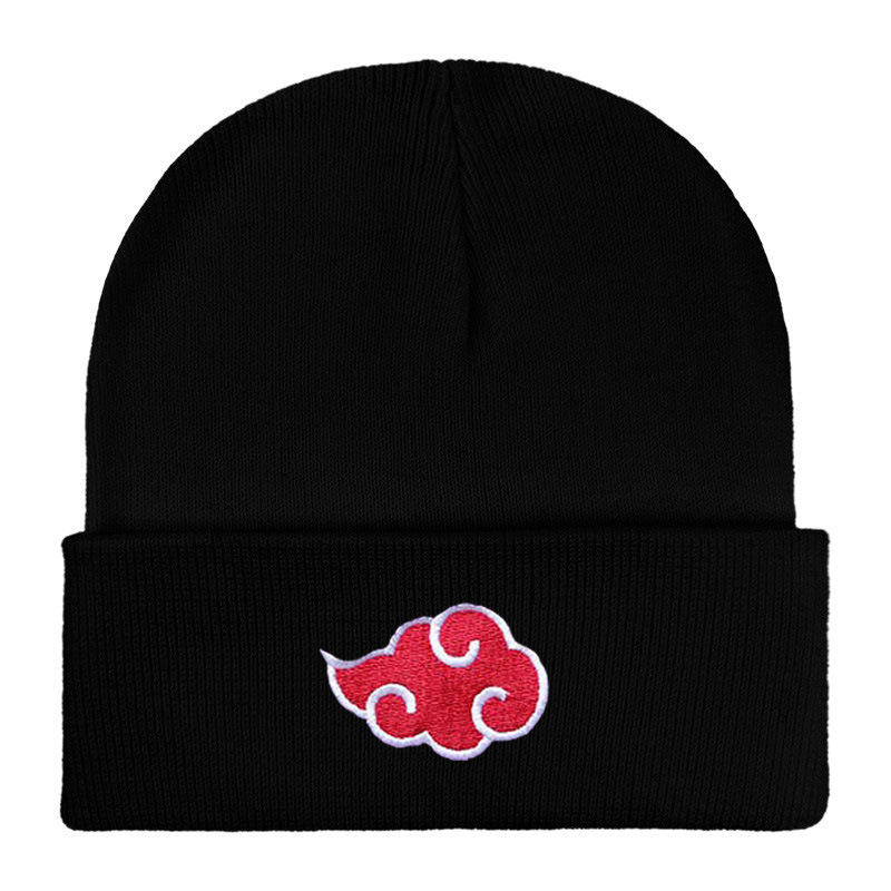 Gorro cálido Unisex para otoño e invierno, gorro de punto con bordado de nube roja Akatsuki de Anime