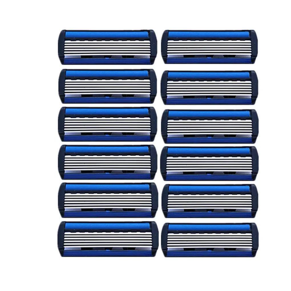 12PCS มีดโกนใบมีดโกนหนวดมีดโกนสําหรับ Men Face กําจัดขน Sharp 6 ชั้นเครื่องโกนหนวดใบมีดเครื่องมือสีขาวมีดโกนผู้ถือโกนหนวด ...