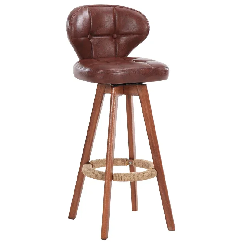 Solid Wood Bar Stool - Nordic Style Counter Height Stool for Home & Bar, Classic Fixed Design, Luxury Durable Construction