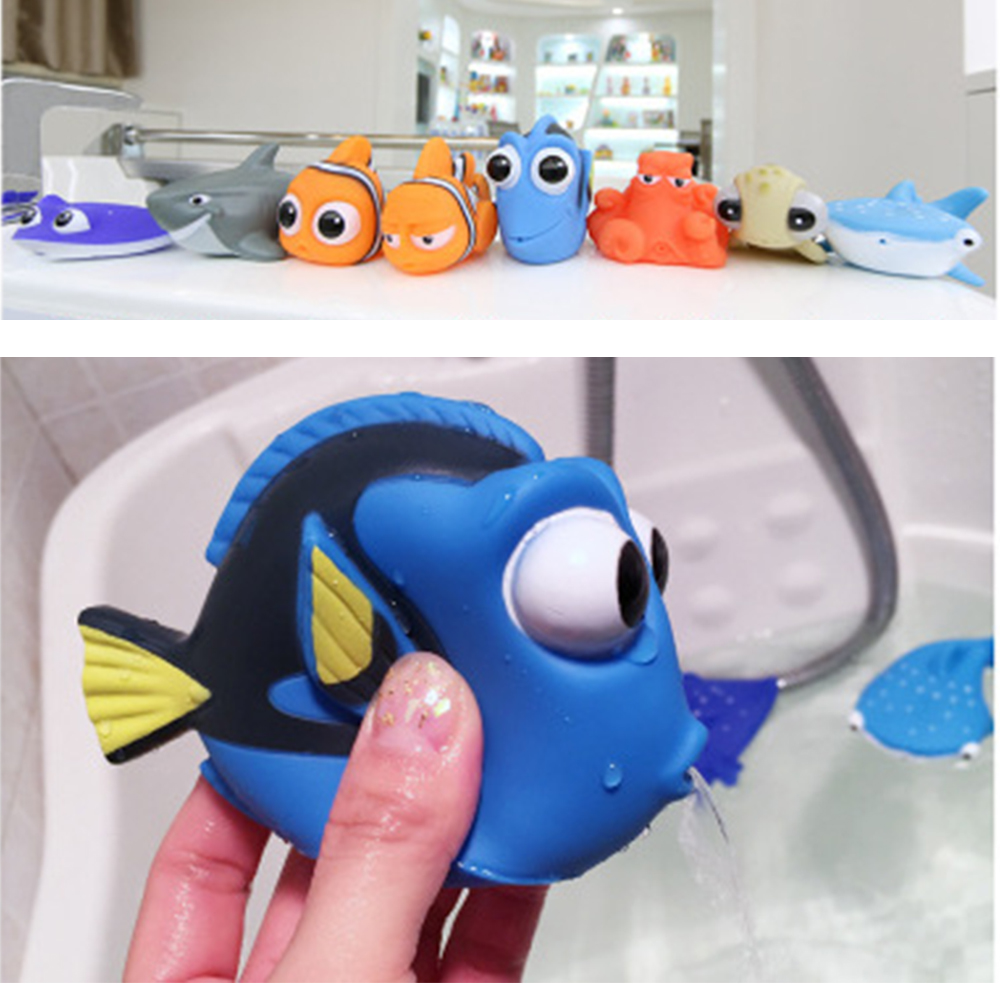 Buscando a Nemo, juguetes para el baño de bebé, divertidos flotadores de goma suave, juguetes para apretar con agua en aerosol, juguetes para el baño, animales para niños