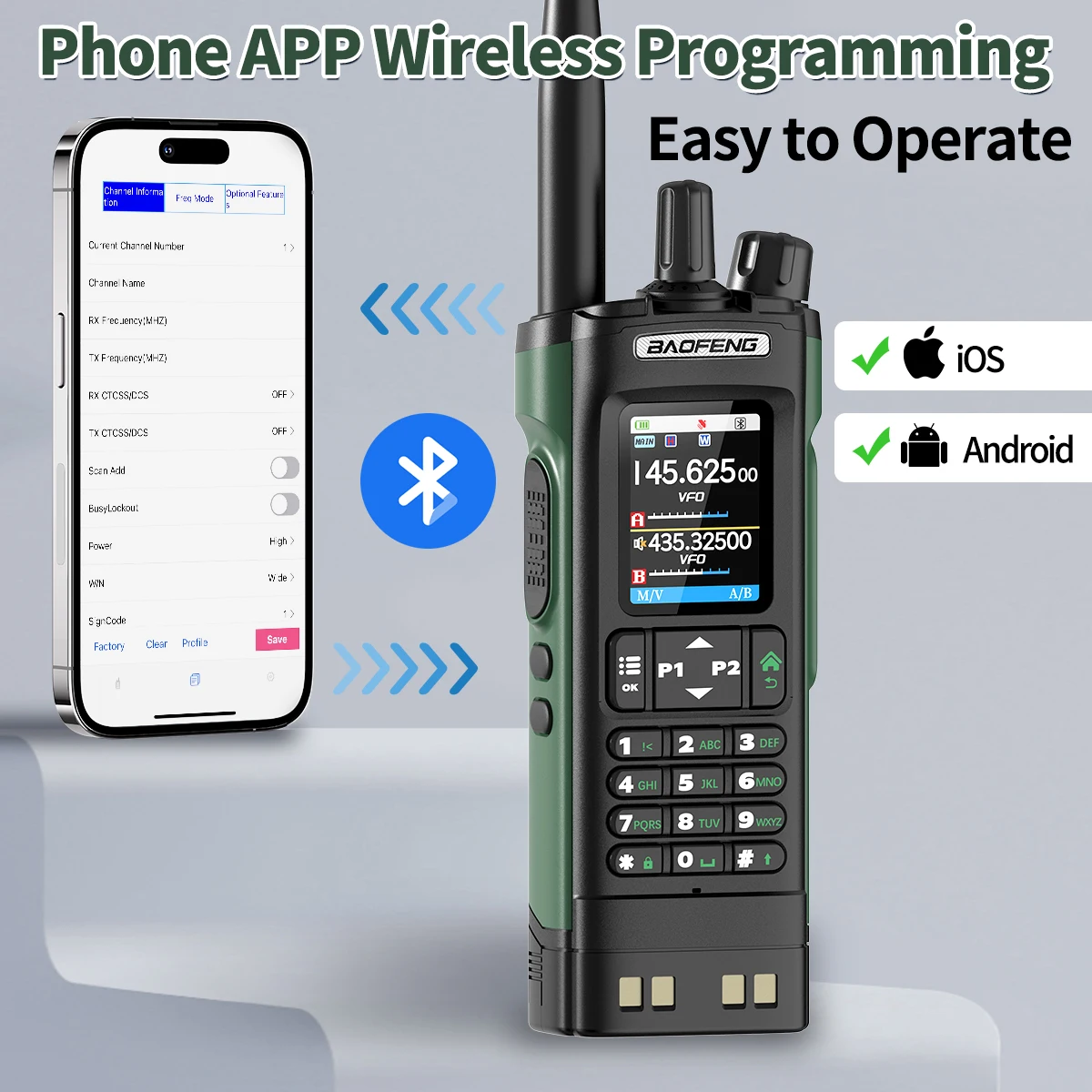 BAOFENG UV-32 GPS Walkie Talkie Air Band 10W 1000CH Long Range Bluetooth Programmierung Zwei Weg Radio Für Jagd Hotel flüchtig