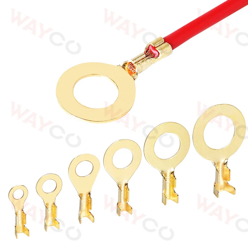 100 Cái/lốc M3 M4 M5 M6 M8 M10 Điện Dây Kết Nối Dây Ổ Vòng Đầu Vàng Đồng/Bạc Không cách Nhiệt Lọn Uốn Termin