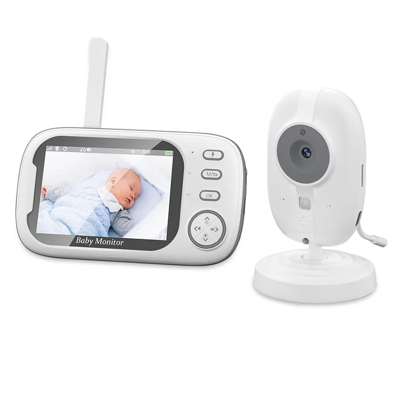Monitor de bebê com câmera e áudio Tela de 4,5 polegadas Câmera portátil para bebê Visão noturna Sensor de temperatura de áudio bidirecional e canções de ninar