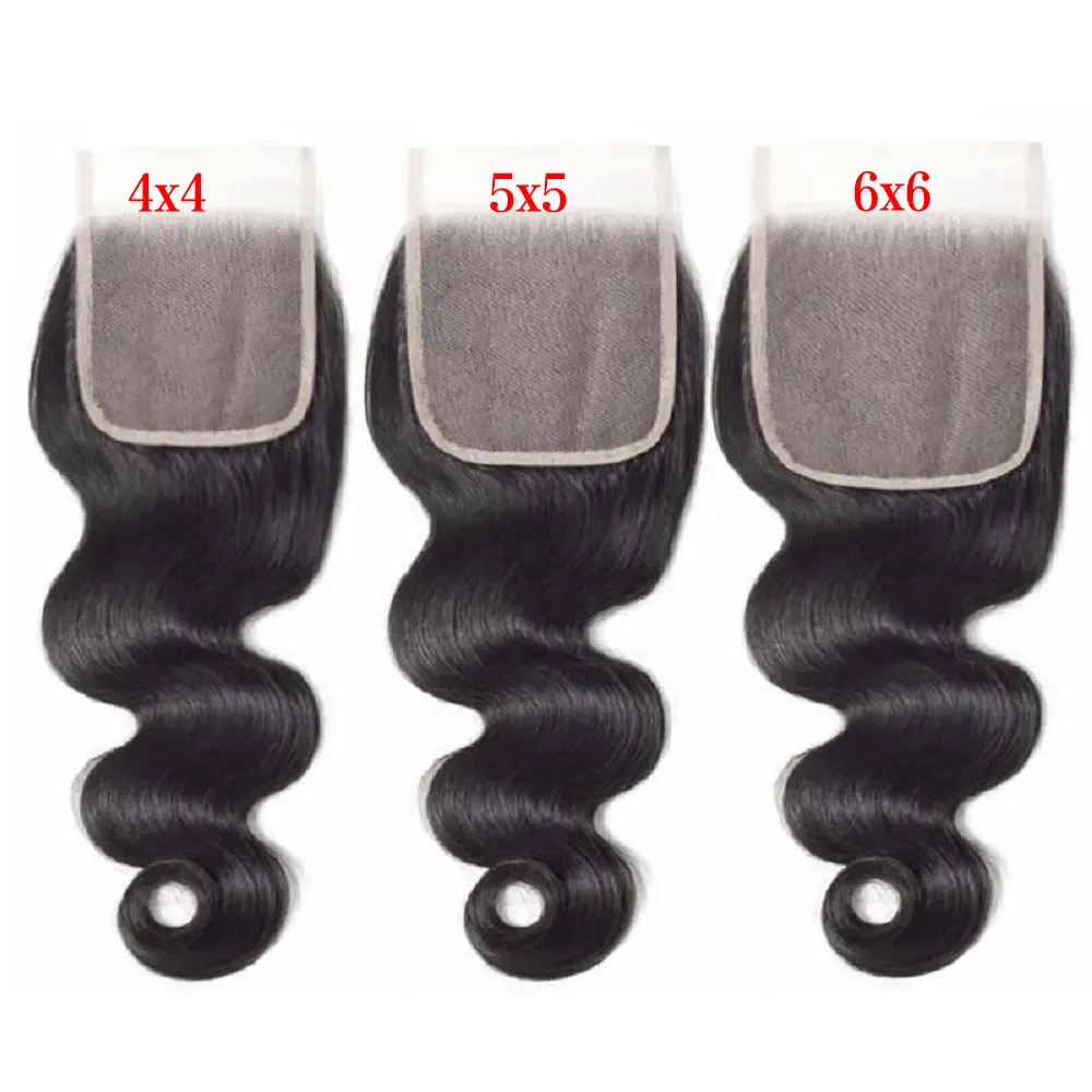 4x4 5x5 fechamento da onda do corpo 6x6 fechamento frontal do laço do cabelo humano para extensões de cabelo feminino laço suíço cabelo humano brasileiro