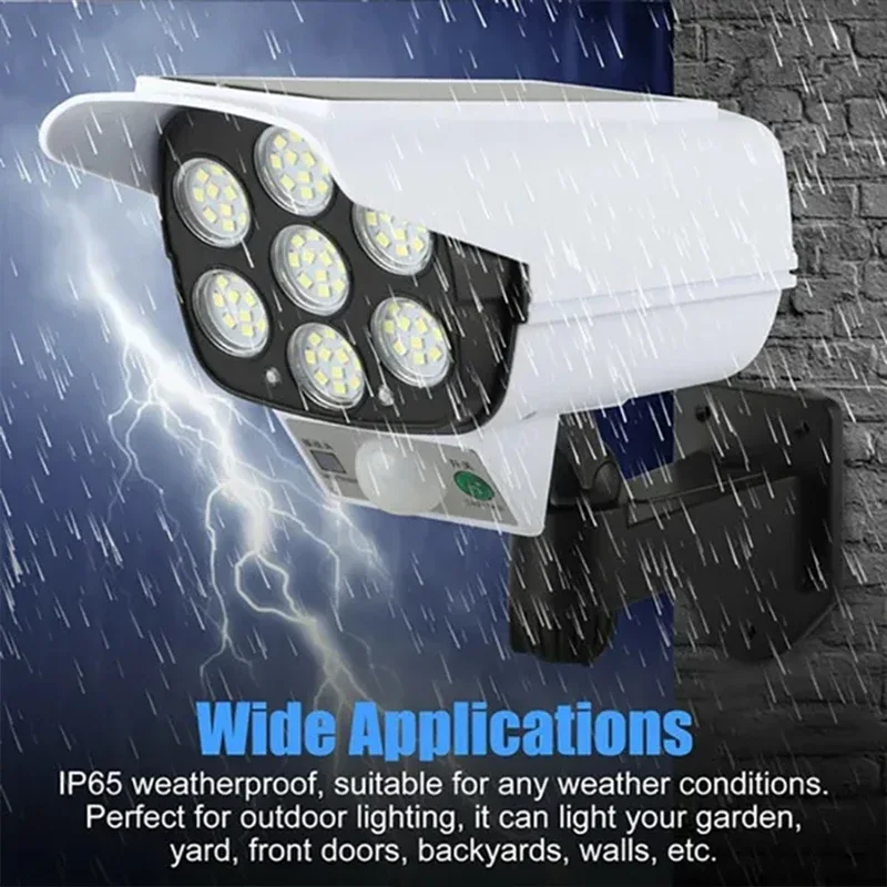 1-2Pack 77LED Solar Motion Sensor LED Licht Outdoor Dummy Kamera Drahtlose Sicherheit Flutlicht Wasserdichte Lampe für Haus Garten