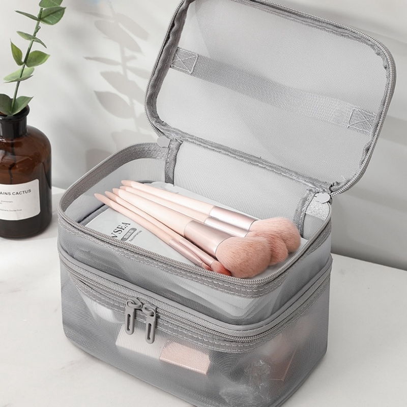Reise Mesh Waschen Lagerung Tasche Make-Up Organizer Kosmetik Make-Up Hautpflege Box Kunststoff Behälter Handtasche Für Frauen Männer Badezimmer