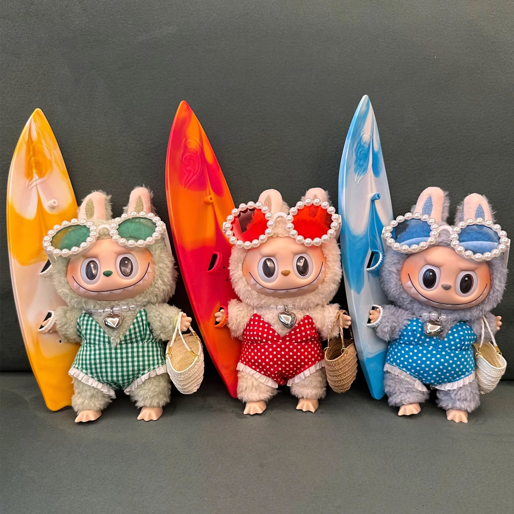 Для куклы Labubu 15/17 см, летний комплект бикини, солнцезащитные очки, модный купальник, аксессуары для плавания для 3,0, большой в энергию, Ropa Labubu