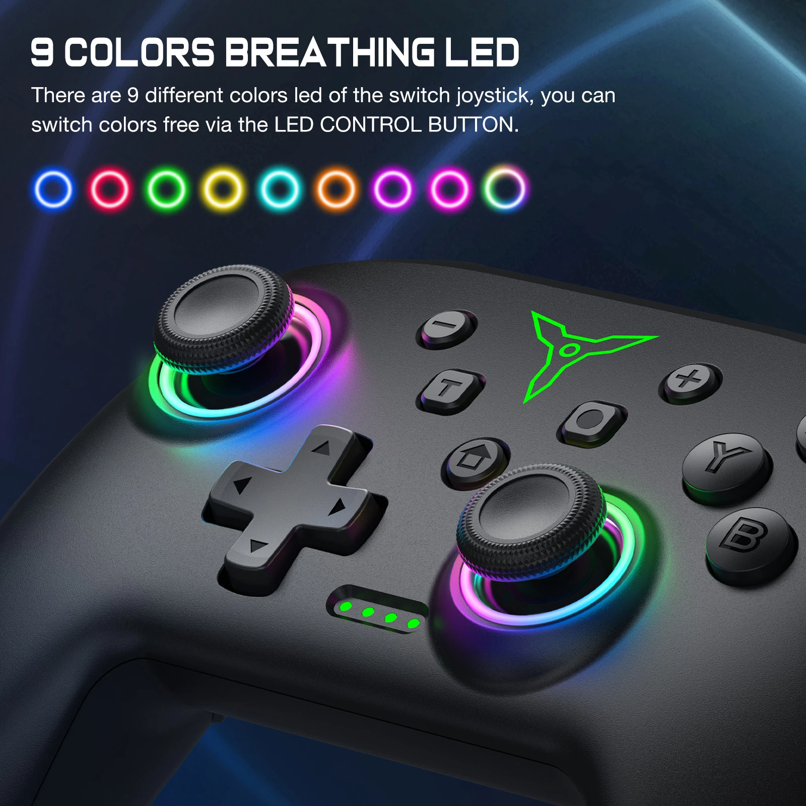 Dinofire Wireless Bluetooth RGB Controller for Nintendo Switch/Switch OLED/Lite Mobile Wired PC Gamepad Multi-Function Joystick