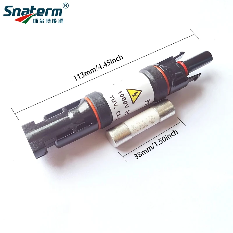 1000VDC 10A 15A 20A 30A DC Conector de fusible solar Soporte de fusible con fusible en línea para sistemas de paneles solares Aprobado por TUV