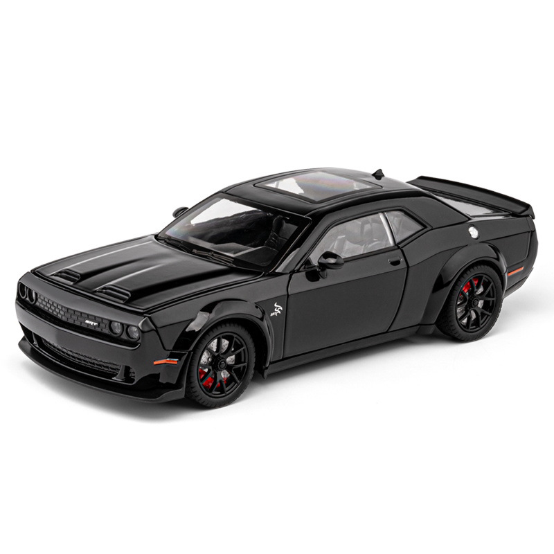 1:24 Dodge Challenger Hellcat Toy Car Die Cast Metel Cars Toy Pull Back Hellcat Modelo Carros com Som e Luz Hellc para Crianças