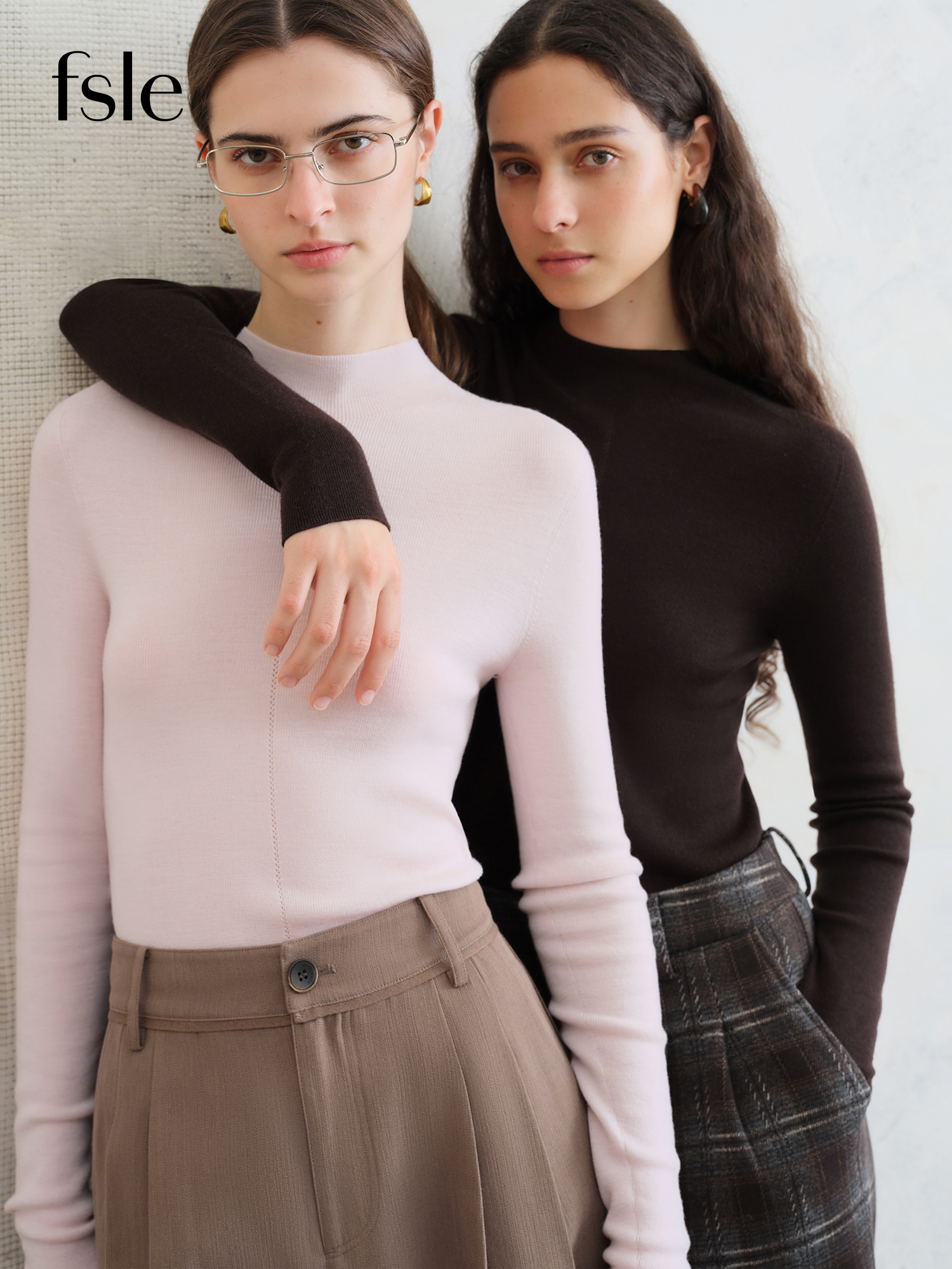 FSLE 【Premium Series】Duitse Biella Wol Herfst Super Fijn Wasbaar Naadloos Eendelig Mock Neck Thermische Basislaag Shirt Dames