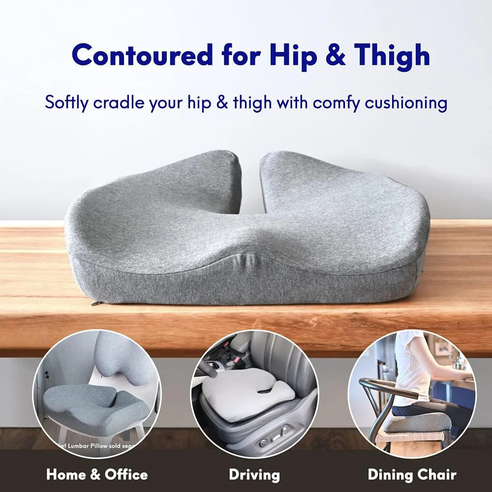 Tailbone อาการปวดหลังบรรเทาอาการปวด Comfort Office เก้าอี้เบาะนั่งรถลื่น Orthopedic Memory Foam Coccyx เบาะ