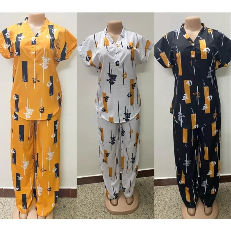 Afrikanische Mode Hosen Set Frauen Bluse Gerade Hosen Zwei Stück Set Frau Hemd Trainingsanzug Set Sommer Top Passenden Sets