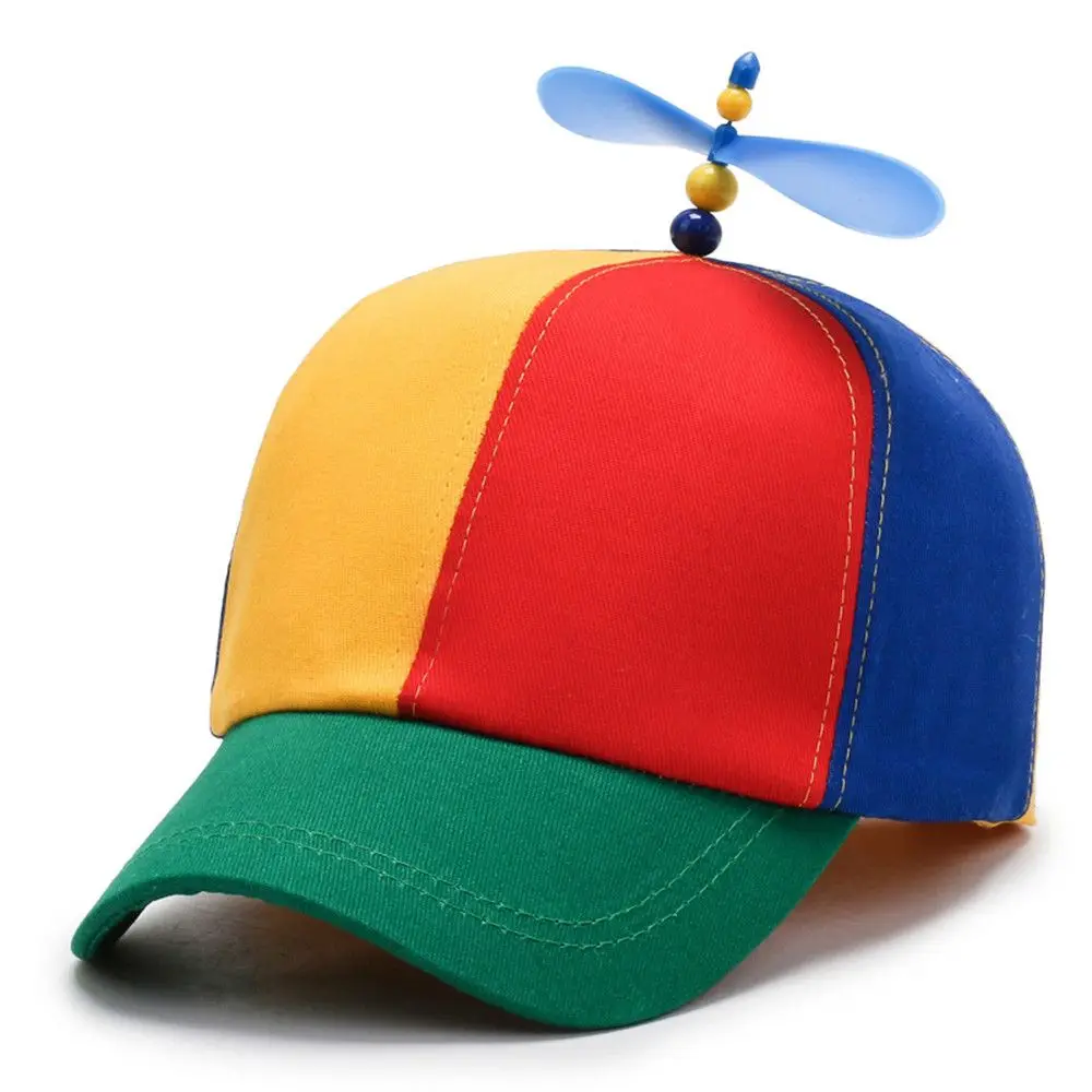 1/2PC divertido Snapback sombrero helicóptero hélice aventura papá sombrero Arco Iris bambú libélula gorra de béisbol para adultos niños niñas